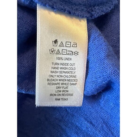Tahari Women’s 100% Linen Short Sleeve Scoop Neck Royal Blue Top Size Small - Picture 7 of 7